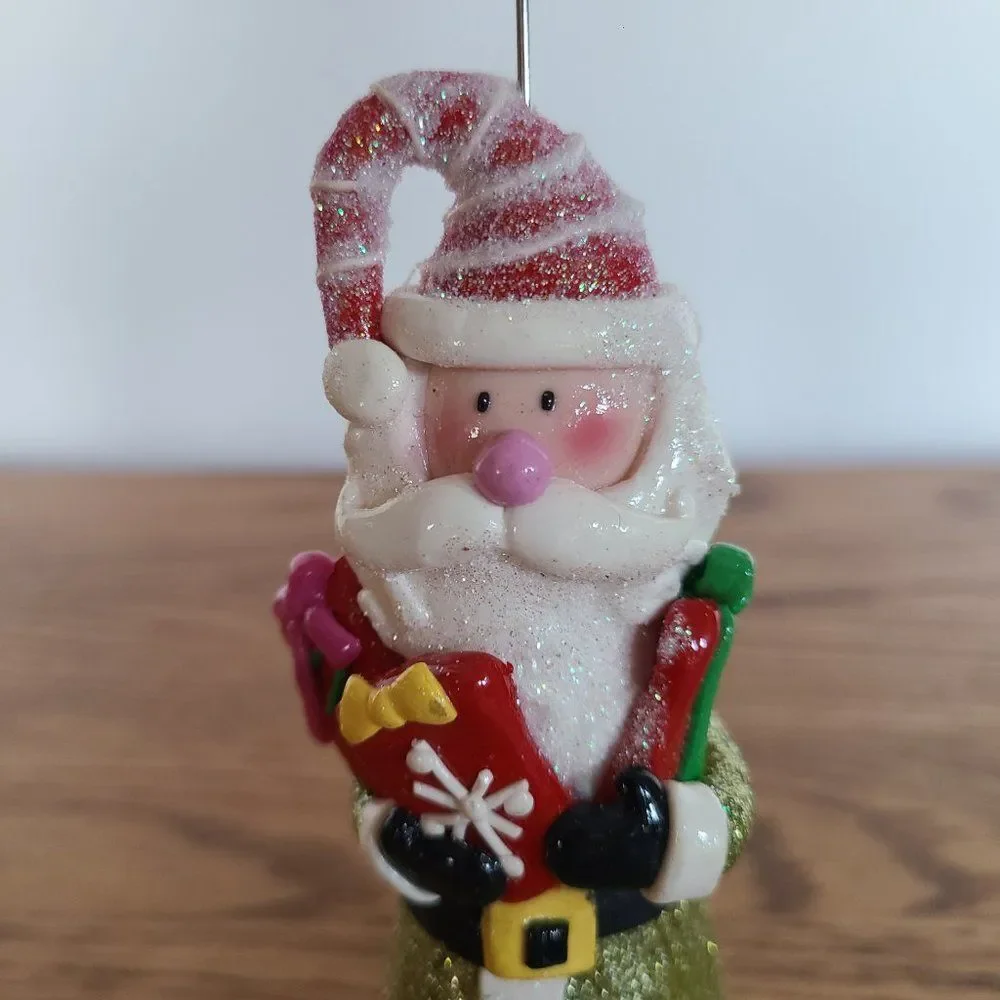 Pier 1 Modeled Polymer Clay Santa Spiral Photo Message Notecard Holder Figurine